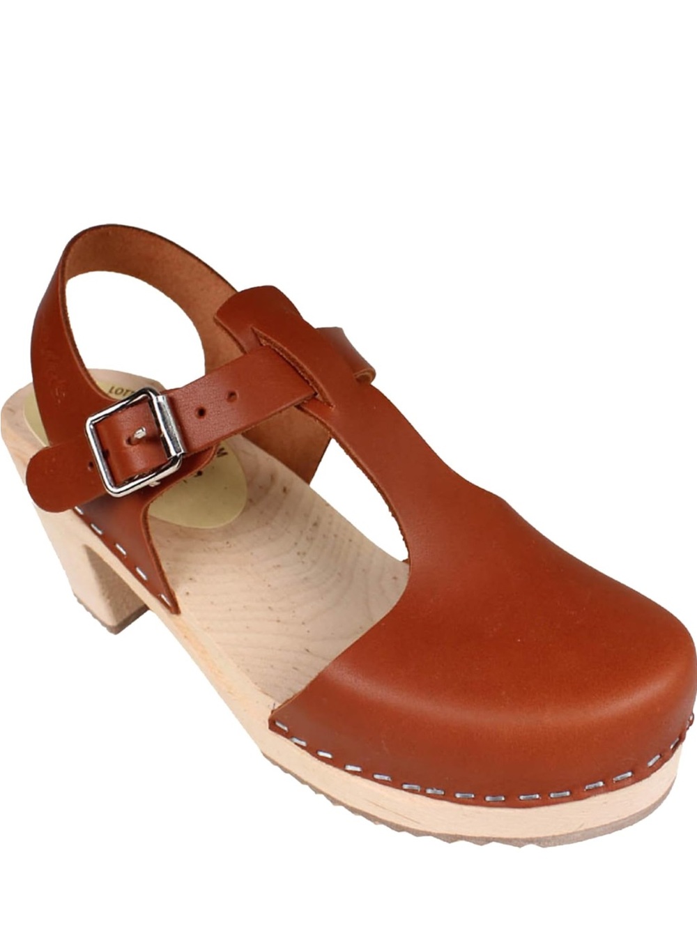 Lotta From Stockholm Highwood T-Bar Clogs brown Leather Wood size 41 euro
